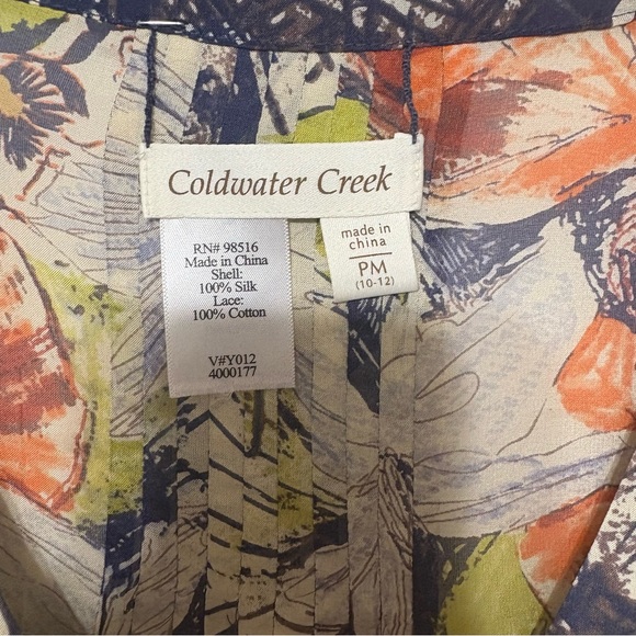 Coldwater Creek Navy and Orange Floral Blouse - Picture 4 of 4